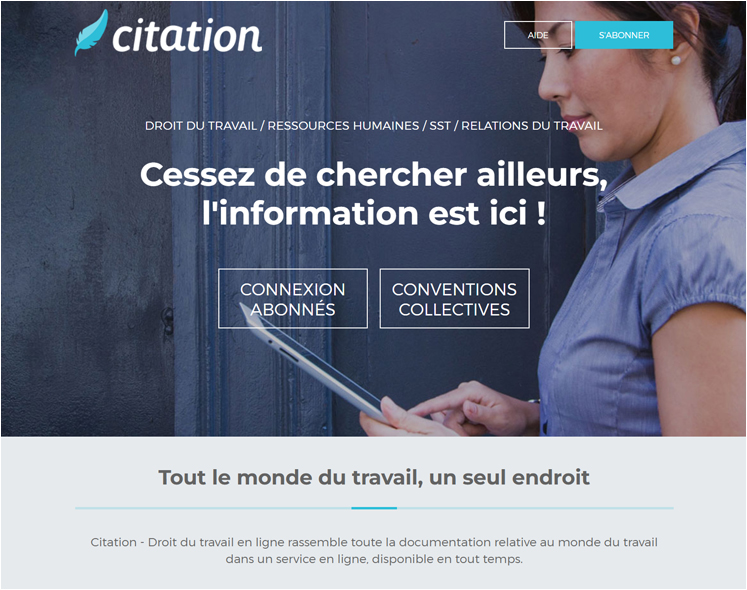 Page d'accueil de Citation